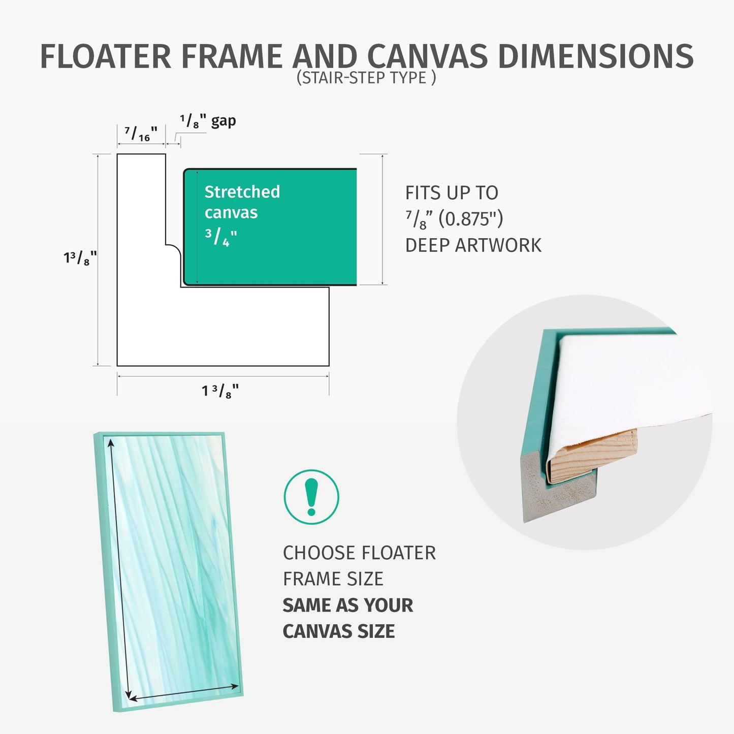 Pixy Canvas Floater Frame 28x32 for 3/4 (0.75) inch Deep Canvas Paintings/Canvas Prints/Wood Canvas Panels/Wall Art/Wall Decor/Home Decor/Artwork (Champagne, 28 x 32 inch, Portrait)