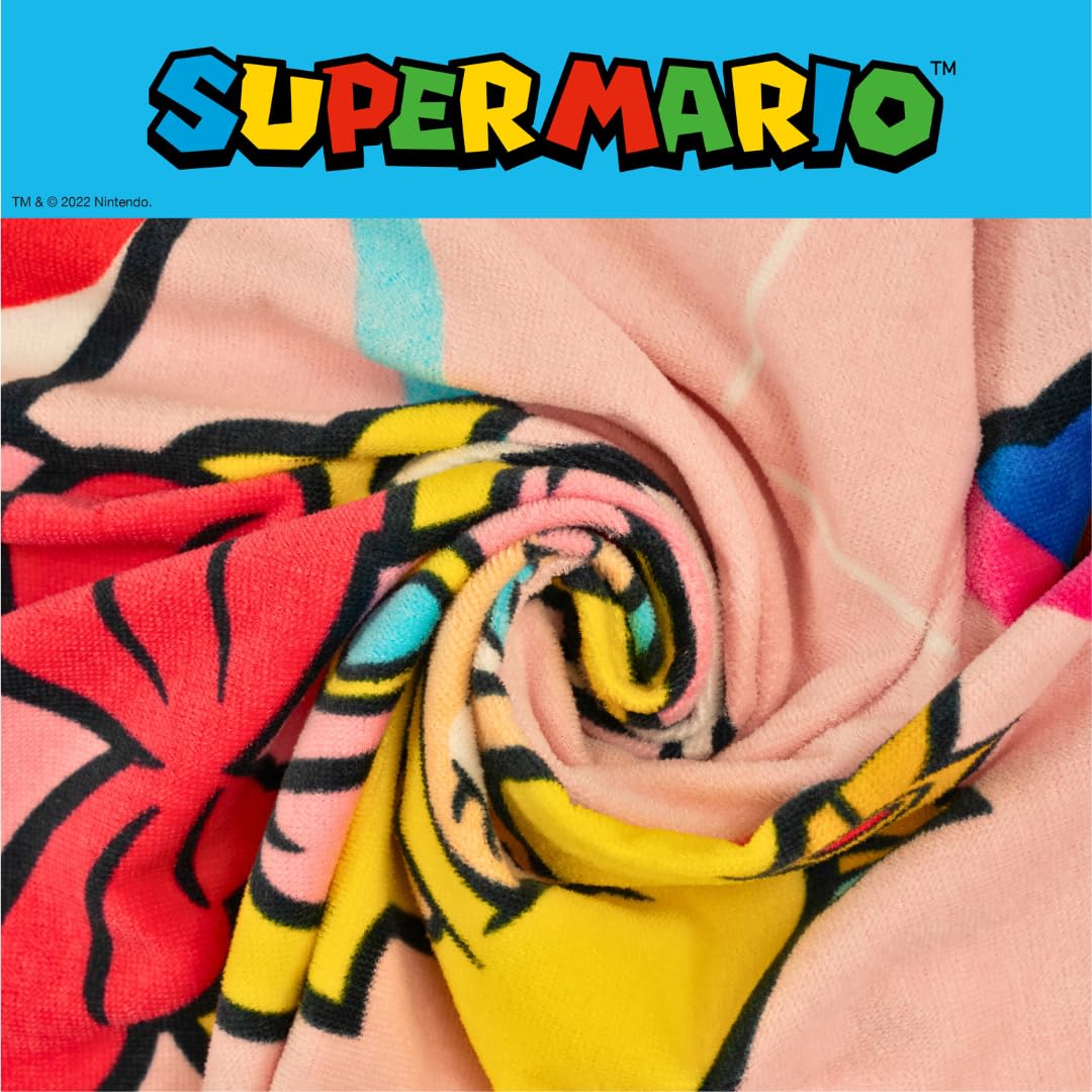 Super Mario Girl Princess Peach Kids Super Soft Cotton Bath/Pool/Beach Towel, 58 in x 28 in, (Officially Licensed Product) By Franco