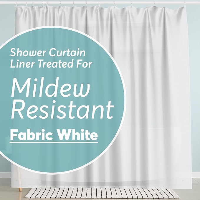 BigFoot Shower Curtain Ã¢ÂÂ 72 x 72 Fabric Premium Shower Curtain with Rustproof Metal Grommet and 3 Magnetic Weights Ã¢ÂÂ Odor Free and Compatible with Standard Showers, White