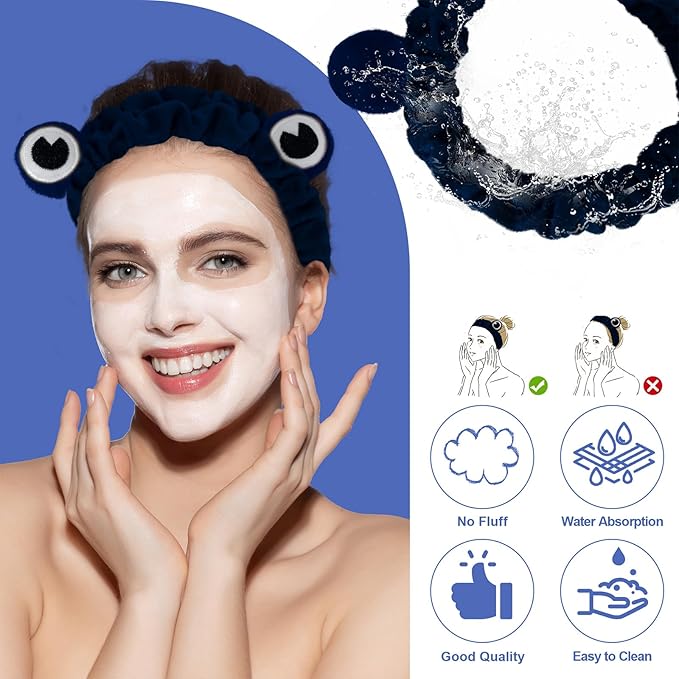 Jowmoy blackish green Frog Eye Elastic Headband - Versatile for Spa, Skincare, Makeup, Face Wash, Fun Gift for Women (1 Pack)