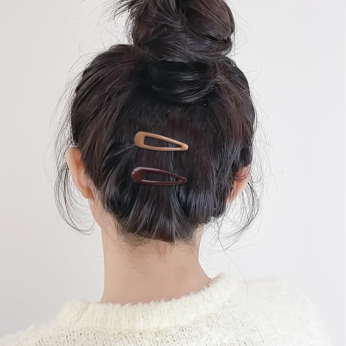 20 PCS Metal Snap Hair Clips Water Drop No Slip Barrettes for Women Bright Small Hair Clips For Thick And Thin Fine Hair,Black Beige Brown,1.97 x 0.5 In.