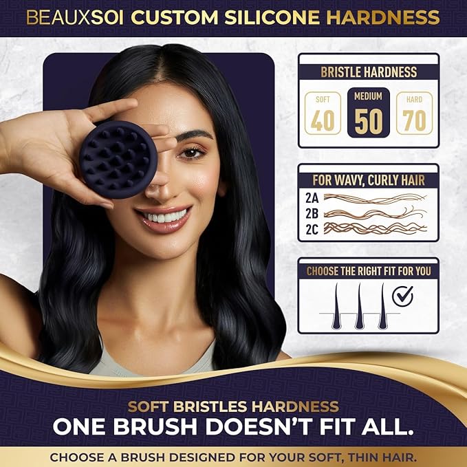 Silicone Shampoo Brush & Scalp Exfoliator - Hair Massager for Growth, Scalp Scrubber & Dandruff Brush (Medium)