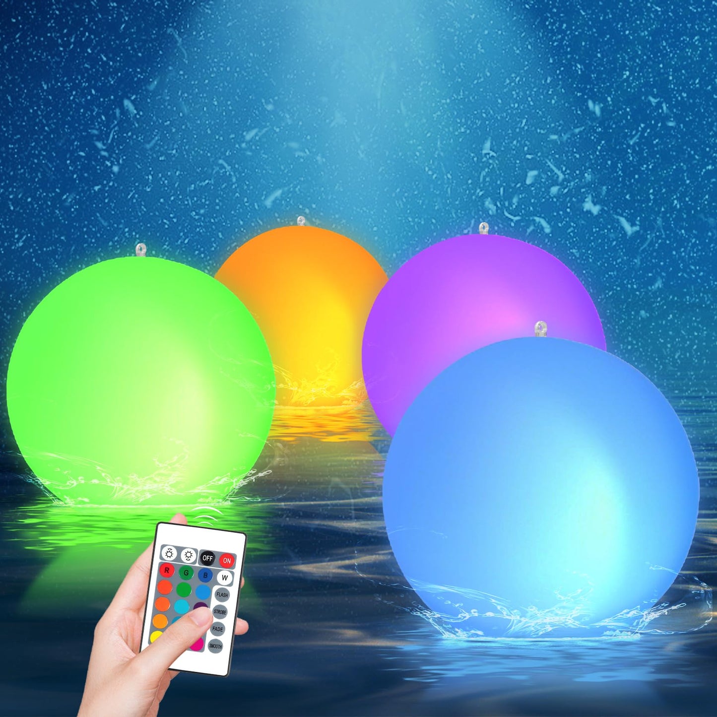 Bud K Solar Floating Ball Pool Lights 4 Pack, 14 inch Floating Pool Lights Solar Powered w/ 16 Light Modes, Inflatable Led Light Pool Balls, Light Up Beach Balls for Pool Decorations Outdoor