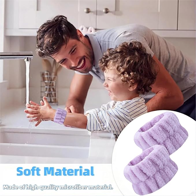2 Pairs Wrist Washband for Women Washing Face, Wrist Spa Washband Absorbent Wristbands, Prevent Liquids from Spilling Down Your Arms