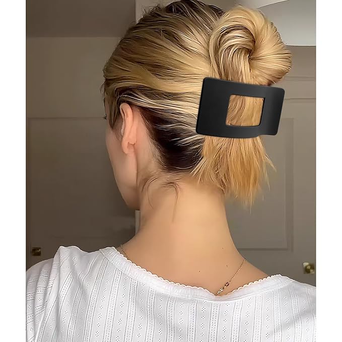 Velscrun Flat Hair Clips for Women Girls, Matte Lay Flat Claw Clips, Strong Hold Large Side Hair Clip All Hair Types, French Duck Billed Hair Jaw Claw Clip, Non Slip Grip for Daily Styling Brown
