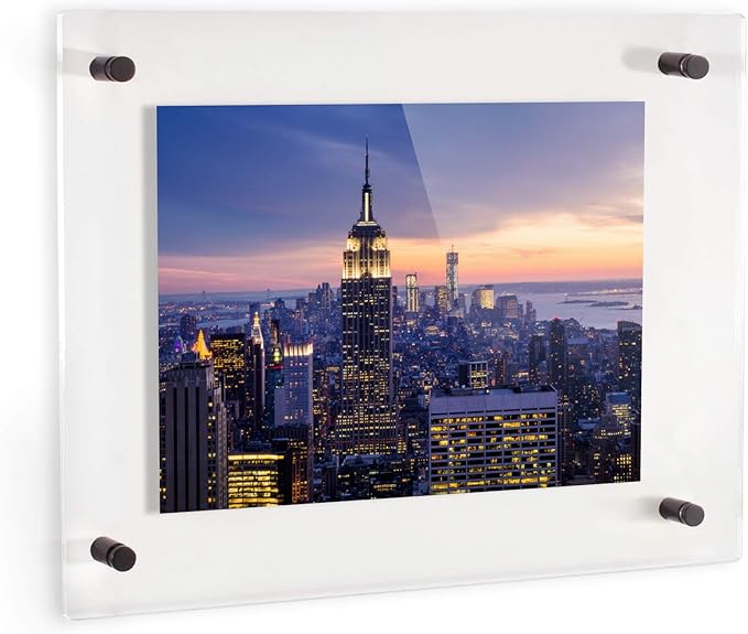 ArtToFrames 14x28 Inch Double Panel Floating Acrylic Picture Frame (Full Frame is 18x32) comes with Black Standoff Hardware, Made in the USA, 3 Pack