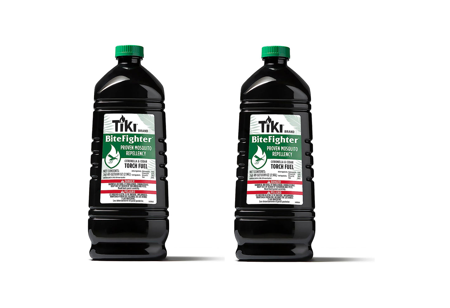 TIKI BiteFighterÂ® Mosquito Repellent Torch Fuel 3/4 Gallon (100 oz.) 2-Pack, Citronella & Cedar Formula for Mosquito Repellency, Easy Pour Bottle, Use with Torches & Table Torches, Outdoor & Backyard