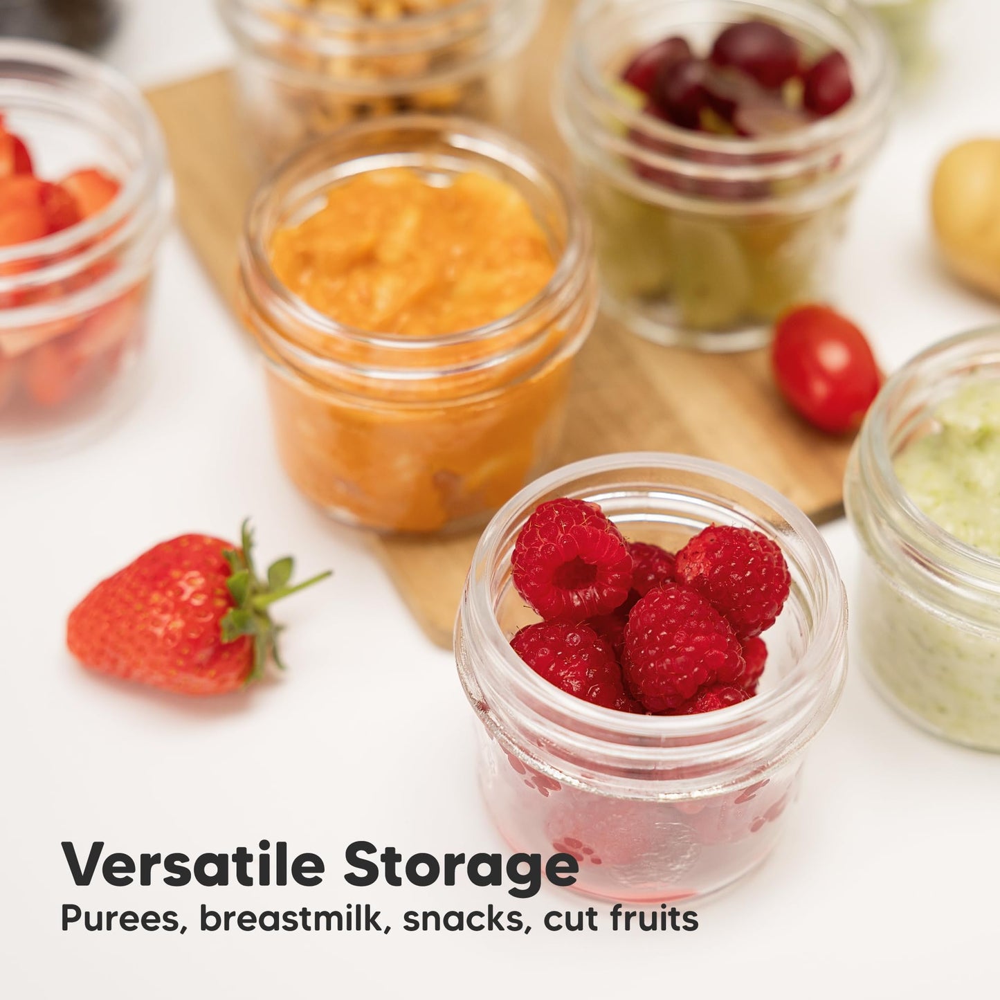 KeaBabies 12pk 4oz Glass Baby Food Containers with Lids - Leak-Proof, Microwavable Small Glass Jars, Baby Purees & Toddler Snack Storage Containers, BPA-Free, Dishwasher & Freezer Safe (Sage)