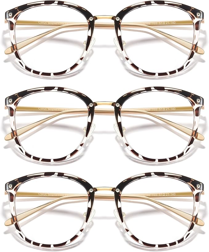 Cyxus 3 Pack Blue Light Glasses for Women, Blue Light Blocking Computer Eyeglasses for Woman Anti Eye Fatigue Eyewear Reduce Headaches