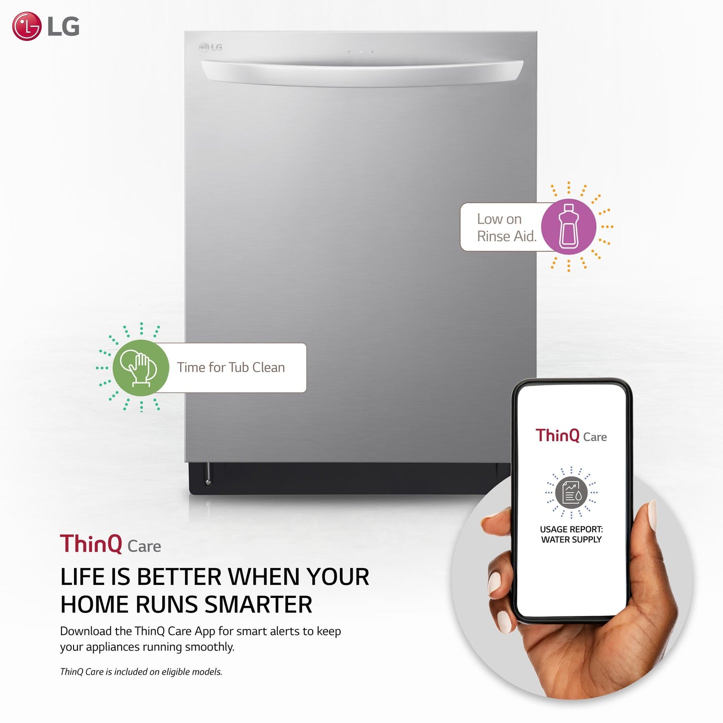LG LDTS5552S Top Control Dishwasher with QuadWash, TrueSteam, Dynamic Dry, 3rd Rack, 46 dBA, PrintProof Stainless Steel