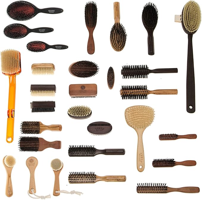 SHASH Since 1869 Hand Made in Germany - Sustainable Exfoliating Face Brush, Scrub Cleansing Brush, Exfoliates Skin to Help Reduce Flaking, Supports Glowing Complexion (Medium Horse Hair Bristle)