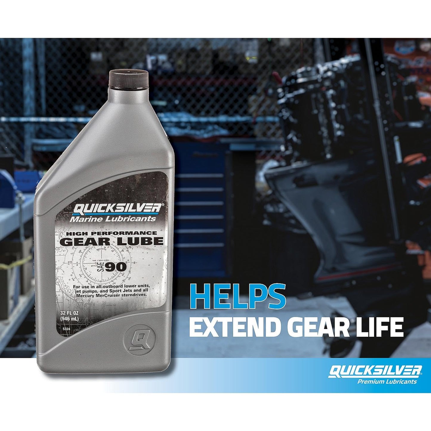 Quicksilver High Performance SAE 90 Gear Lube for Mercury Outboards and MerCruiser Sterndrives, 2.5 Gallon
