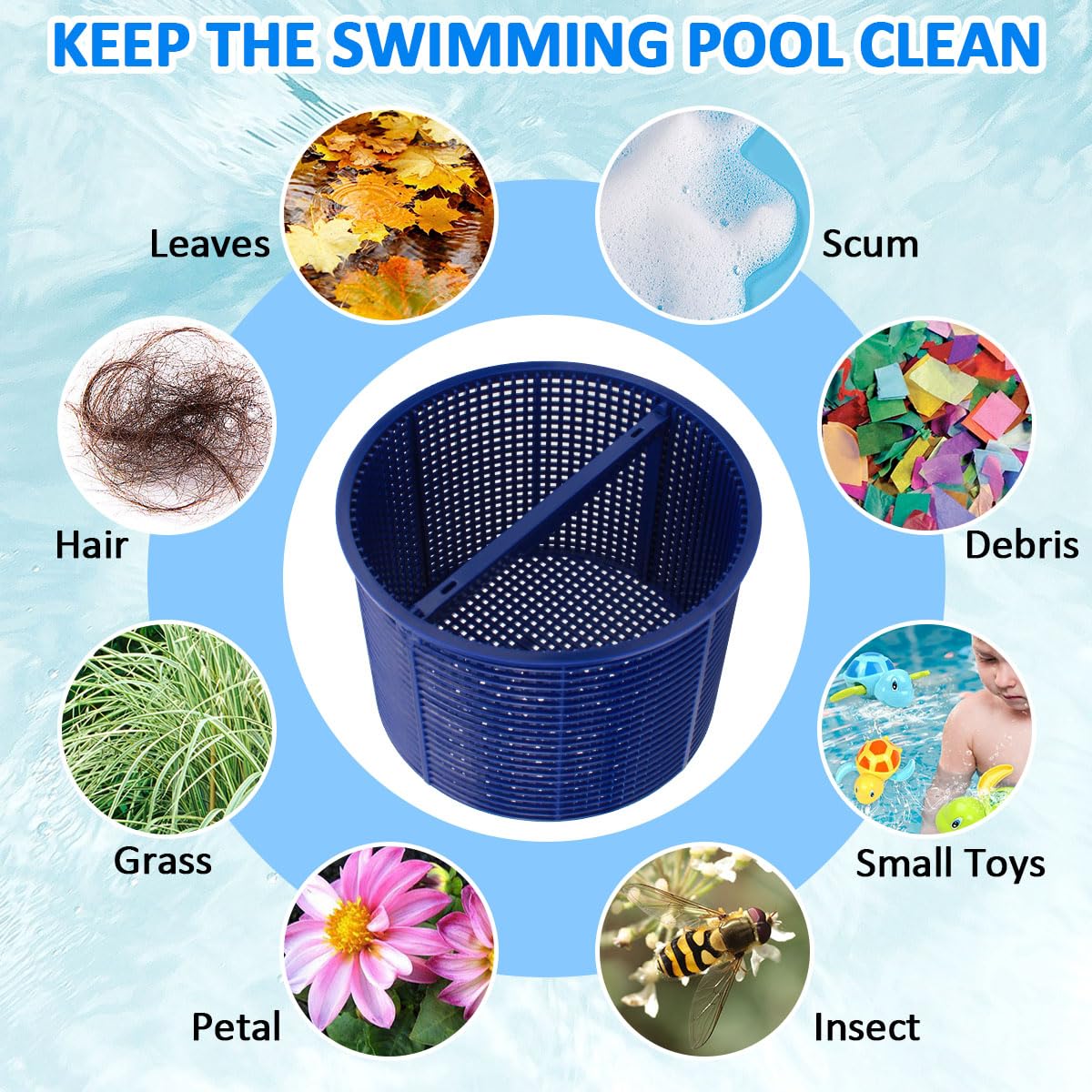 NOOTO B-152 Replacement Basket for Hayward Swimming Pool Skimmer Basket SPX1082CA 1082CA 7" B152 - Blue