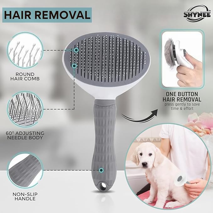 SHYNEE 8PCs Dog Grooming Kit - Dog Shampoo Brush | Washing Gloves | Adjustable Dog Bath Brush | Dog Paw Cleaner | 2X Toothbrush | Scrubber with Handle for Bath & Massage - A Complete Pet Grooming Kit