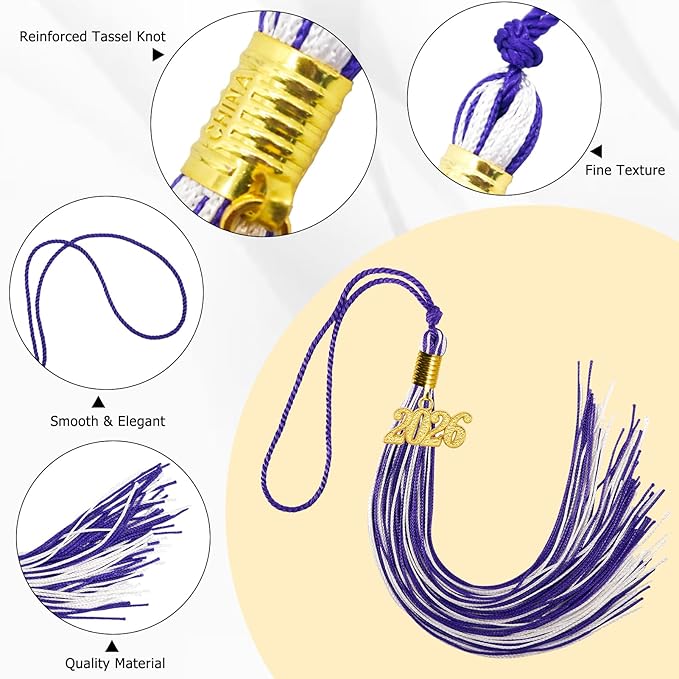 GraduationMall Single&Multiple Color Graduation Tassel with 2026 Year Charm 9"