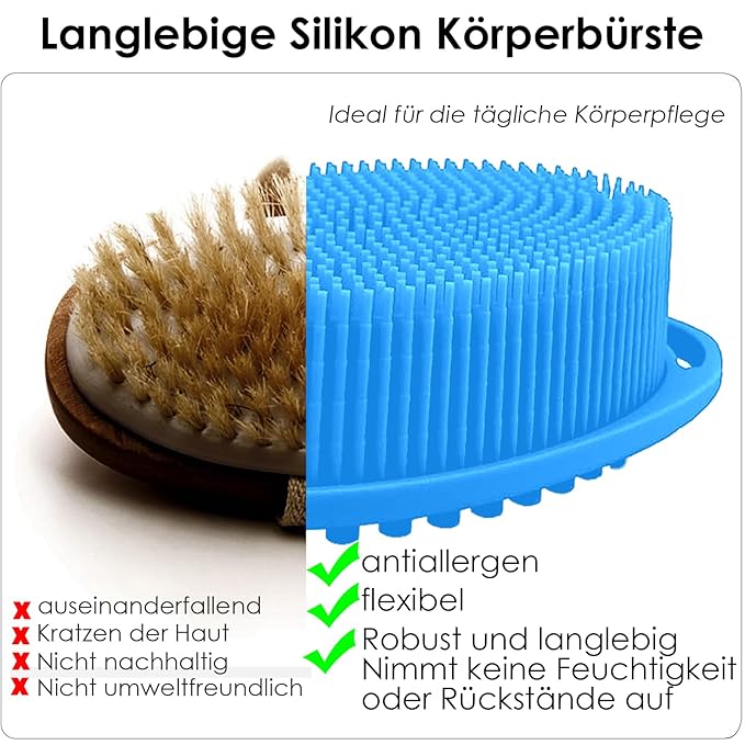 Silicone Body Scrubber Ã¢ÂÂ Dual-Sided Silicone Loofah for Shower, Soft Exfoliating Body Bath Shower Scrubber Loofah Brush Easy-to-Clean for Sensitive Kids Women Men All Kinds of Skin, Set of 2