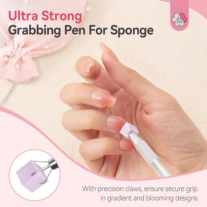 SAVILAND 100PCS Nail Sponges for Ombre: Purple Nail Art Sponges With Grabbing Pen Ombre Nail Sponge Gradient Nail Tools Aura Nails Ombre Nail Brush Professional Home DIY Nail Art Salon