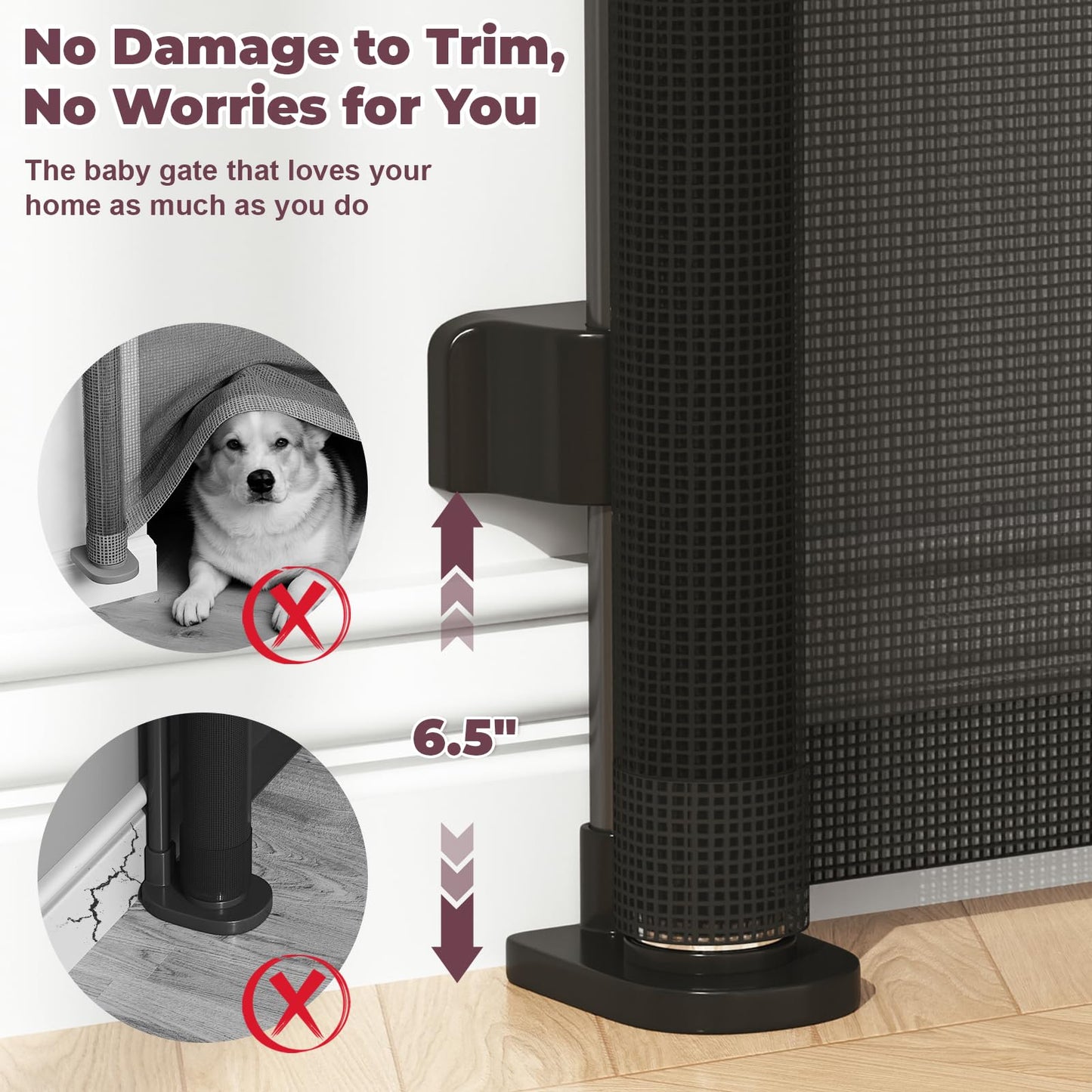 Retractable Baby Gates for Doorways, 58" Extra Wide Mesh Child Dog Gate for Stairs, 34" Tall Toddler Pet Gate Indoor and Outdoor, Easy Install, Essential for Home Safety, Black