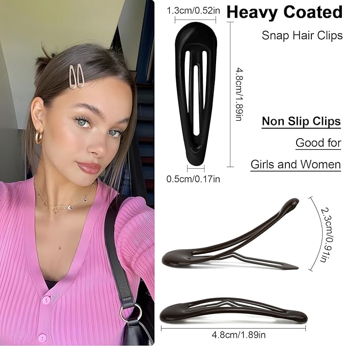 Snap Hair Clips for Women Water Drop Non Slip Hair Barrettes Heavy Coated Metal Hair Clips Accessory Mixed Color 20 PCS 1.89"