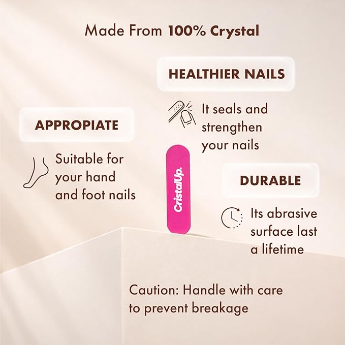 Crystal Nail File 2 in, Mini Glass File Ideal for Wallet, Durable, Gentle on Nails, Perfect for Travel, Home, Office and On the Go, Compact for Quick Touch Ups
