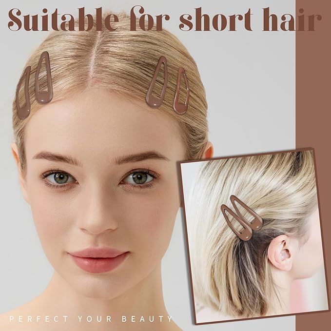 Teenitor 50Pcs Hair Barrettes For Women Brown Snap Hair Clips,2 Inch Hair Barrettes Hair Clips For Women, Brown