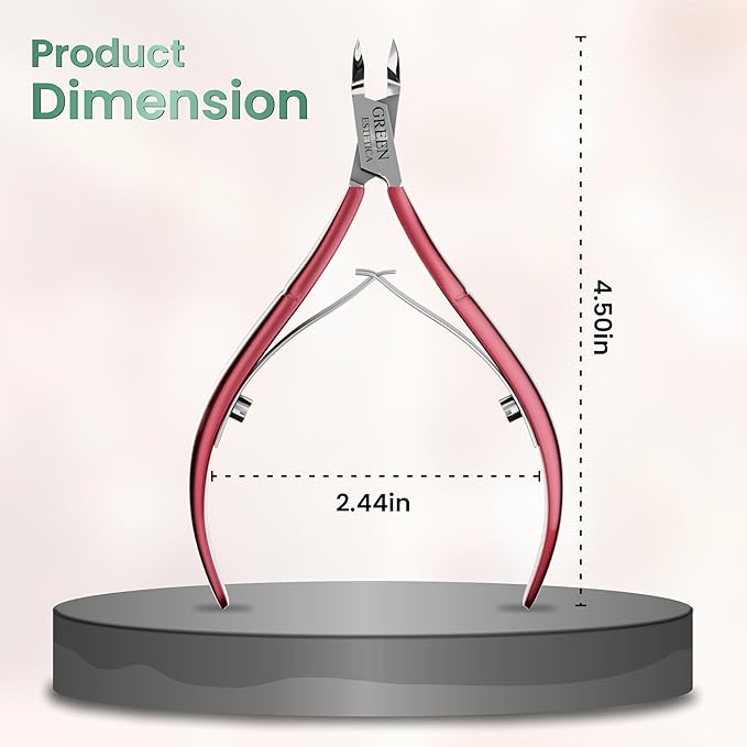 Professional Premium Cuticle Trimmer Stainless Steel Cuticle Nippers with Sharp 1/4 Jaw Blades Cuticle Clippers Double Spring Manicure Pedicure Nail Cuticle Remover Tool (Premium Red)