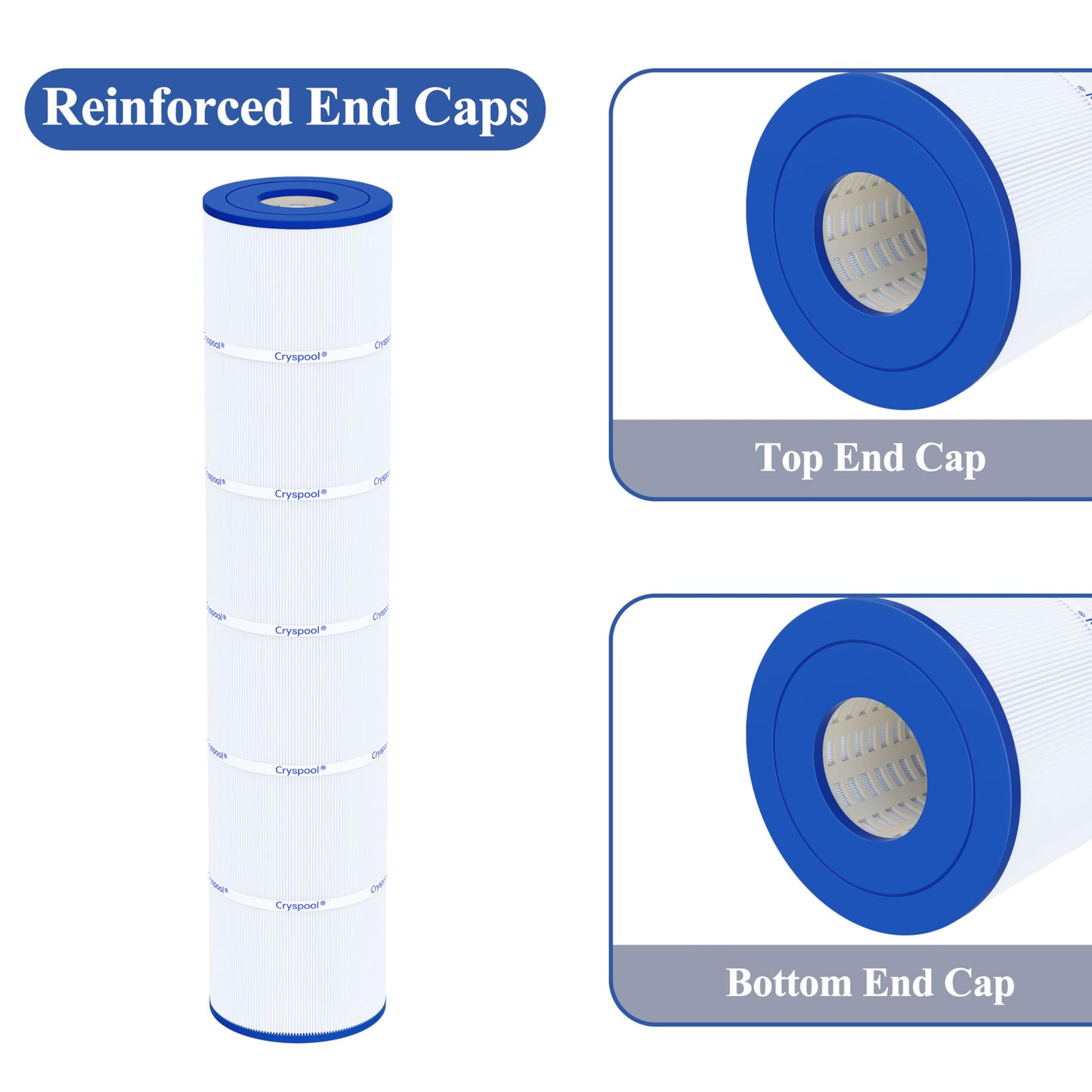 Cryspool® 07112 Filter Compatible with Clean and Clear Plus 520, CCP520, PCC130, R173578, 178585, 817-0143, C-7472, FC-1978, 4×130 Sq. Ft Pool Filter Cartridge, 4 Pack