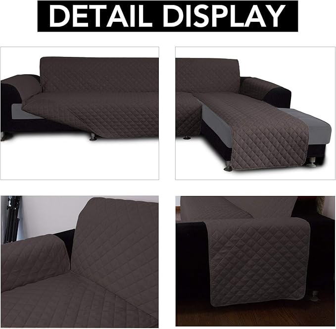 Easy-Going Sofa Slipcover L Shape Sofa Cover Sectional Couch Cover Furniture Protector Mat for Pets Dog Cat (Small,Chocolate/Chocolate)