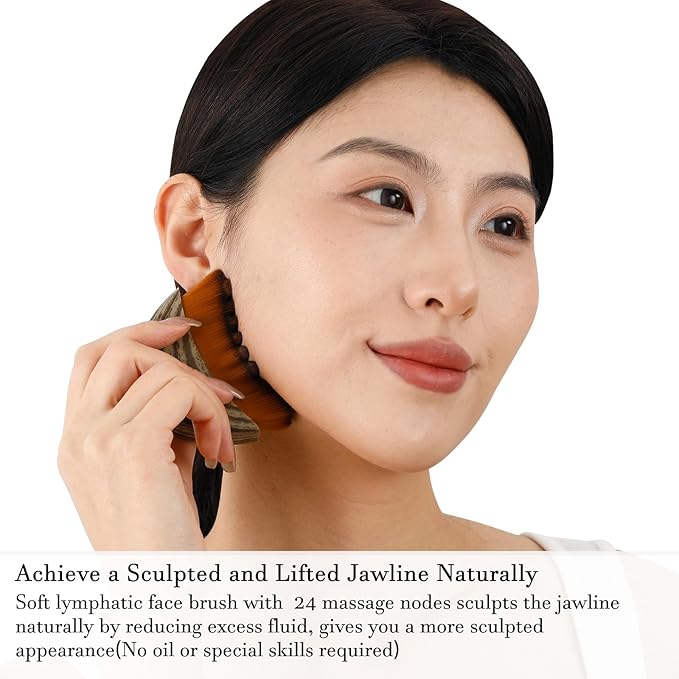 No Oil Lymphatic Face Sculpting Brush, Curved Facial Dry Brush for Lymphatic Drainage, Sculpt and Lift Your Face Naturally, Designed for Sensitive Skin