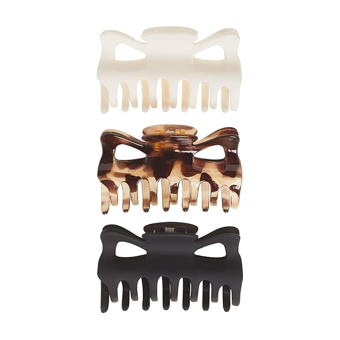 Goody Large Claw Hair Clips, Assorted Neutral Colors, 3-count (Pack of 3)