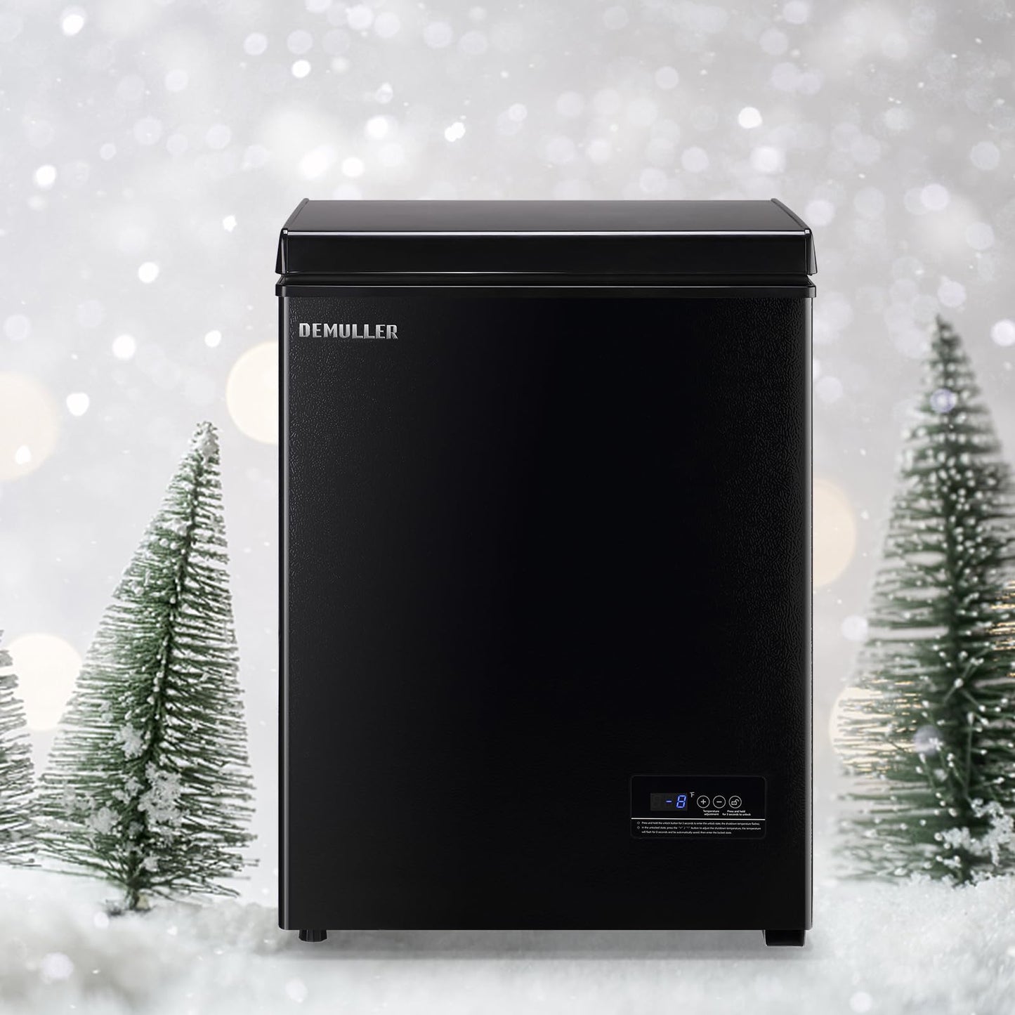 Mini Chest Freezer Compact Deep Freezing Machine with Electronic Temperature Control (Accurate to 1 ℉) Freestanding Small Freezer with 2 Removable Storage Baskets Black