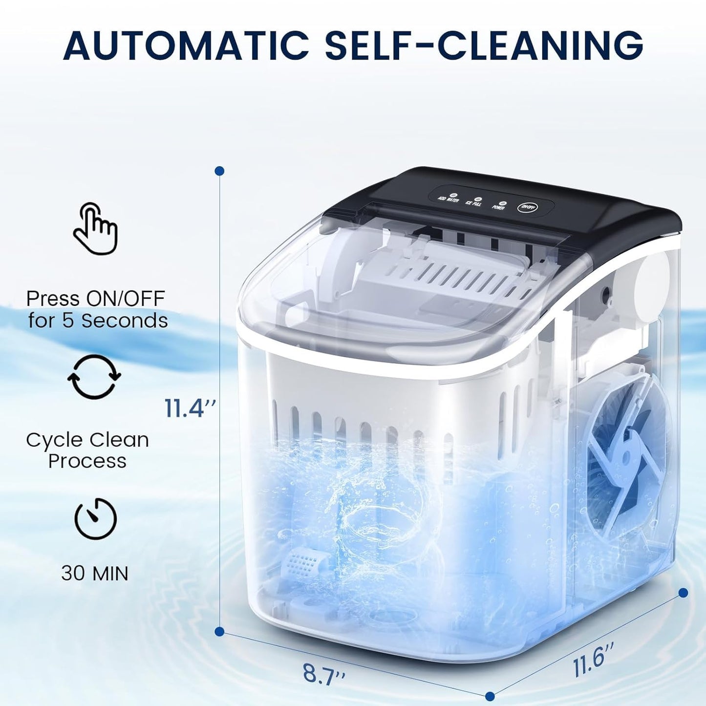 Antarctic Star Countertop Ice Maker Portable Ice Machine with Handle,Self-Cleaning Ice Makers, 26Lbs/24H, 9 Ice Cubes Ready in 6 Mins for Home Kitchen Bar Party (Black)