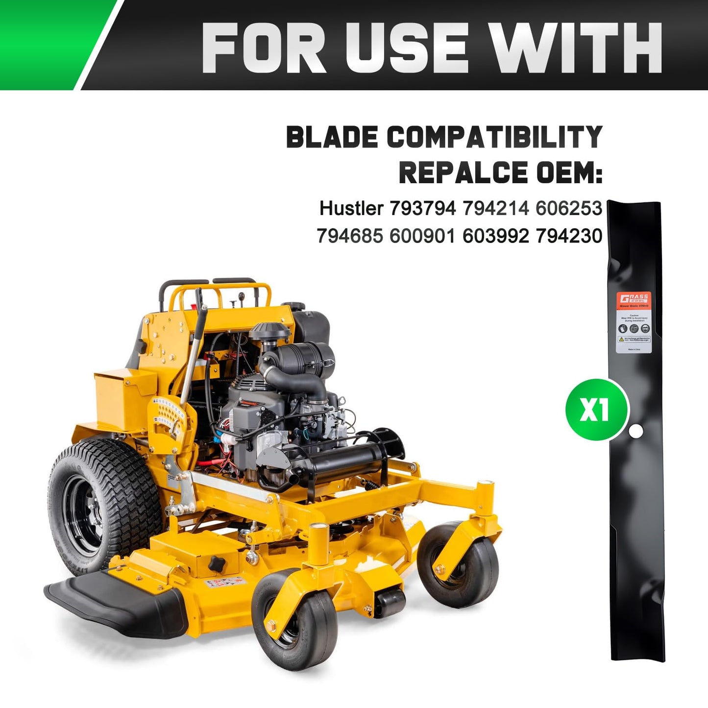 Grasscool 793794 Blades Compatible with Hustler Raptor Fastrak Super Z SD SDX XD XDX 60" Zero Turn Riding Mower Replace for 794214 606253 794685 600901 603992 794230