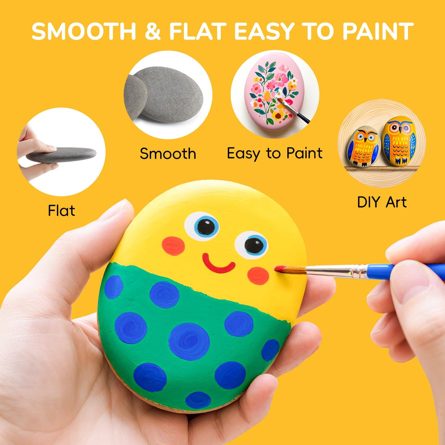 Simetufy 30Pcs Large Rocks for Painting 3.3-4.5Inch Natural River Stones for DIY, Art & Crafts, Smooth Paintable Flat Rocks Bulk for Adults, Children, Home Decor
