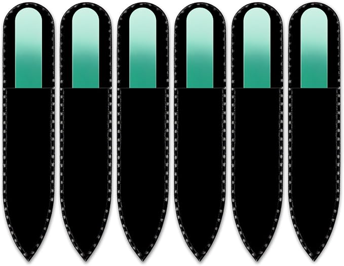 Mont Bleu Rainbow Crystal Nail File in Black Pouch - Small/Purse Size - Czech Tempered Glass - Handmade in Bohemia (Czech Republic)