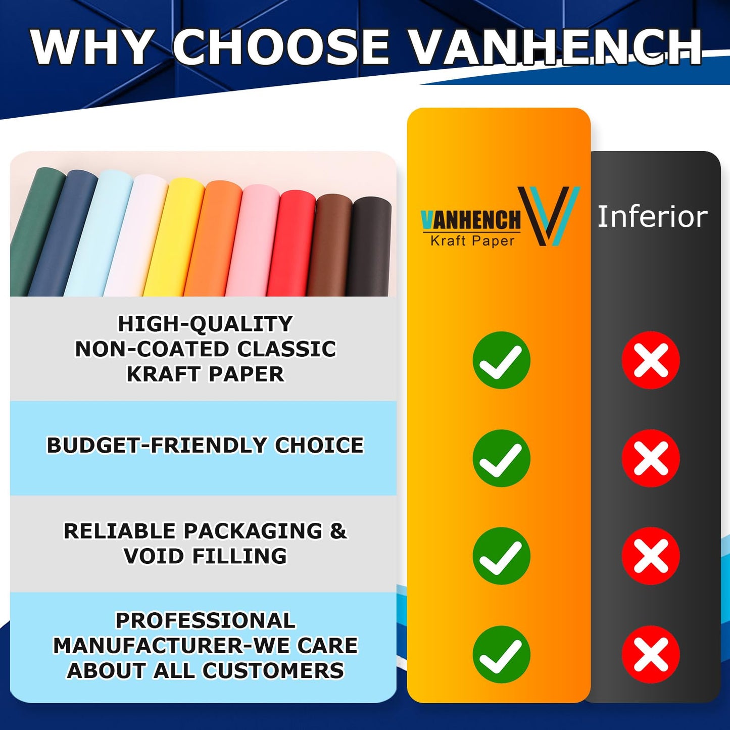 Vanhench 36"x 2520" (210') Brown Paper Roll for Bulletin Board Paper Craft Kraft Gift Wrapping Crafting Art Bouquet Flower Poster Shipping Packing Table Covering Moving Supplies, 70GSM 50LB