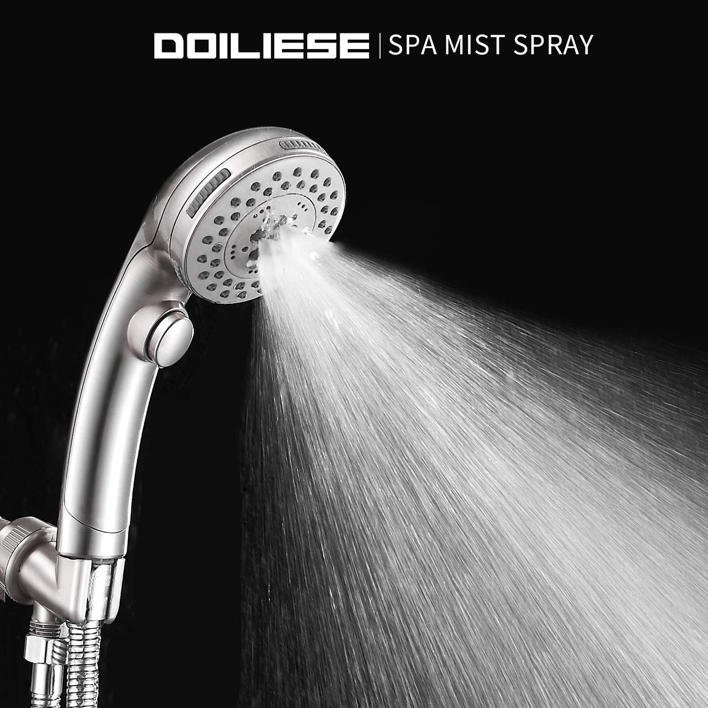 Shower Head, High Pressure 6 Setting Shower Head Hand-Held with ON/OFF Switch and Spa Spray Mode - Shower Heads with Handheld Spray High Pressure - Brushed Nickel