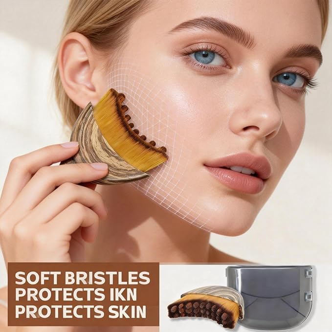 New Lymphatic Contour Face Brush - Dry Brushing Face Massager for Lymphatic Drainage, Chin & Jawline Sculpting - Ergonomic Skin Fit Design to Reduce Puffiness, Relieve Fatigue