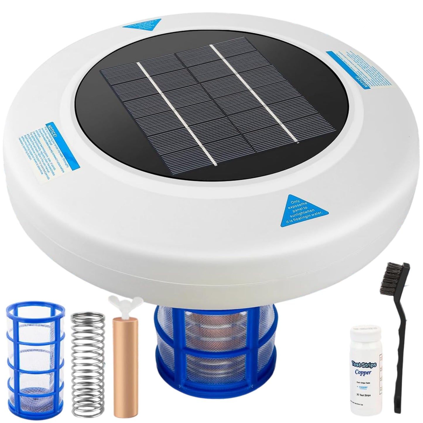 Solar Pool Ionizer - Floating Pool Cleaner for Swimming Pools Up to 45,000 Gallons, Large Solar Panel & Durable Copper Anode, Clear Water with Minimal Effort