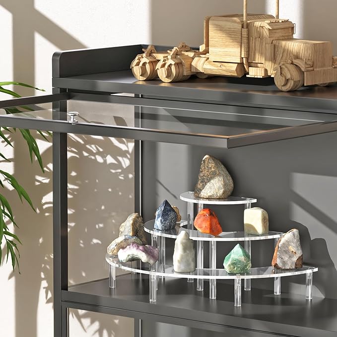 Dooiclear 3 Tier Acrylic Display Risers, Half Moon Cupcake Stand, Clear Perfume Organizer, Dessert Stand for Display, Clear Display Stand for Food, Cupcake, Perfume, Collections