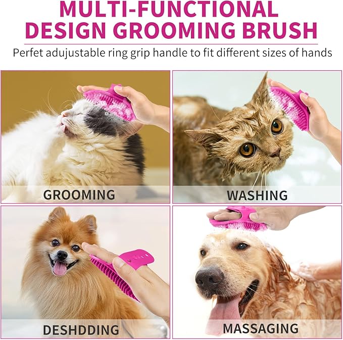 Professional 7 in 1 Dog Paw Cleaner for Dogs & Cats - Includes 1 Portable Paw Washer, 1 Bath Brush, 2 Dog Toothbrushes and 3 Absorbent Towels Note: Fits Paws 1.5 to 2.5 Inches Wide (Medium, Pink)