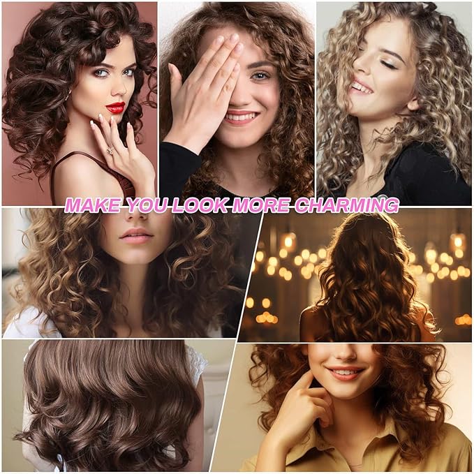 Rollers Hair Curlers Set - 36 Pieces with 4 Sizes (6 Jumbo, 6 Large, 6 Medium & 6 Small Curlers), 12 Hair Clips for Long, Thick Hair, Pink