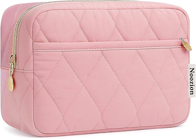 Noozion Makeup Bag Travel Toiletry Bag, Puffy Padded Cosmetic Bag for Women, Makeup Organizer Case, Wide-open Pouch Purse, Travel Essentials