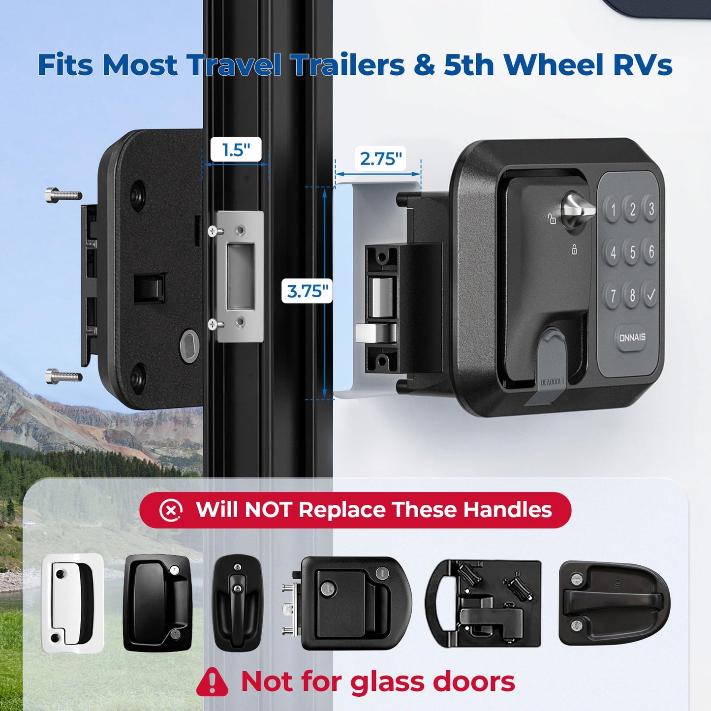 ONNAIS Full Metal RV Keyless Entry Door Lock with Password & Remote, Fits Most Trailers and 5th Wheels, Ideal Gifts for RV Owners
