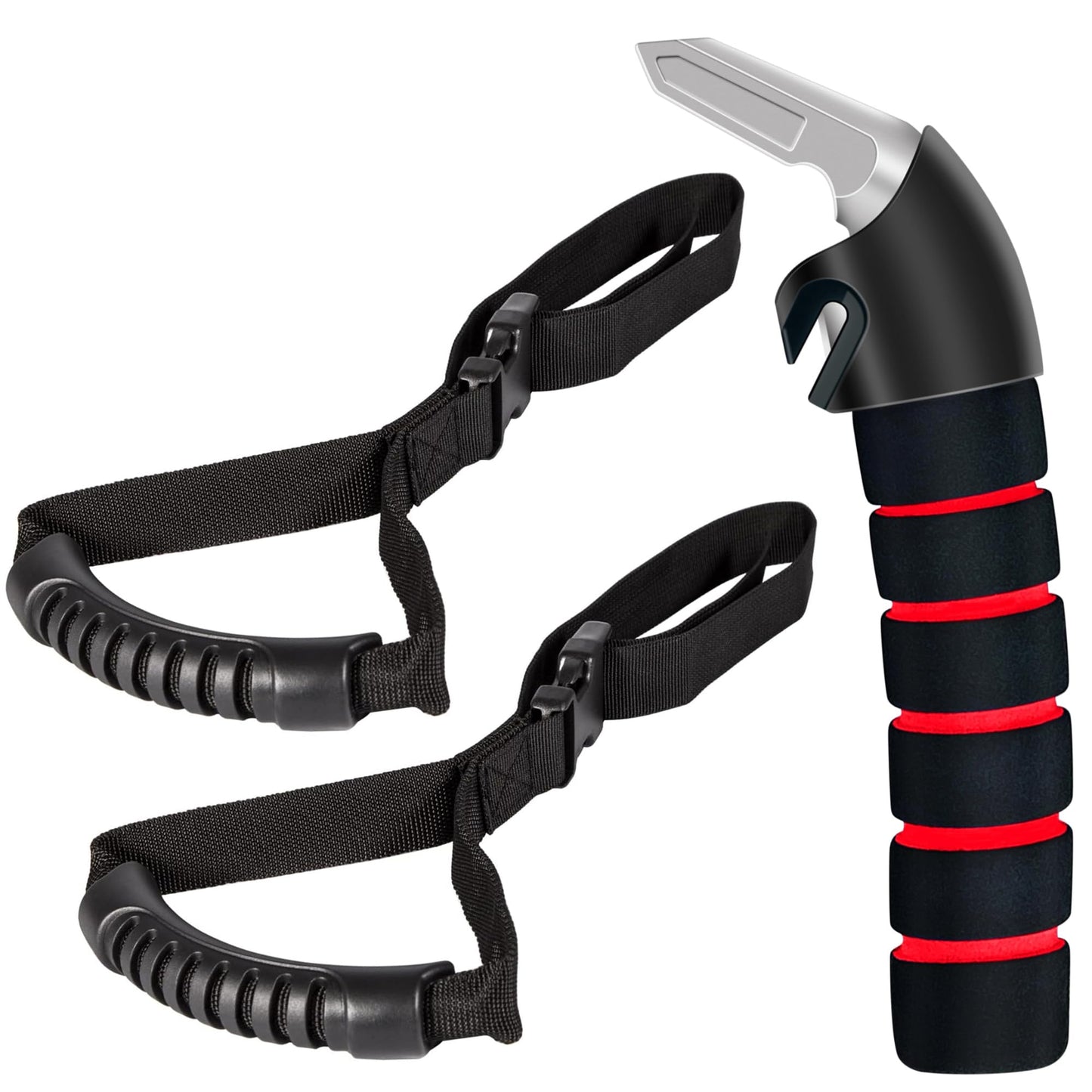 KOUNATSURI Car Handle Assist for Elderly Car Door Handle Multifunction Handle Car Door Latch Handle for Seniors and Handicapped(Red, Handle with Two Straps)