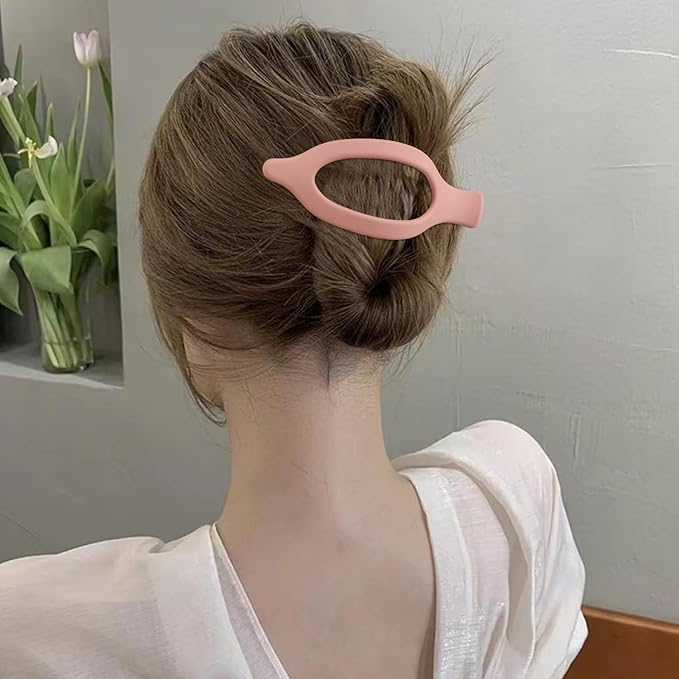 Flat Hair Clips for Women - Pink Lay Flat Claw Clips for Thin and Thick Hair - 3Pcs French Concord Large Matte Jaw Clips - Hair Clamps Accessories