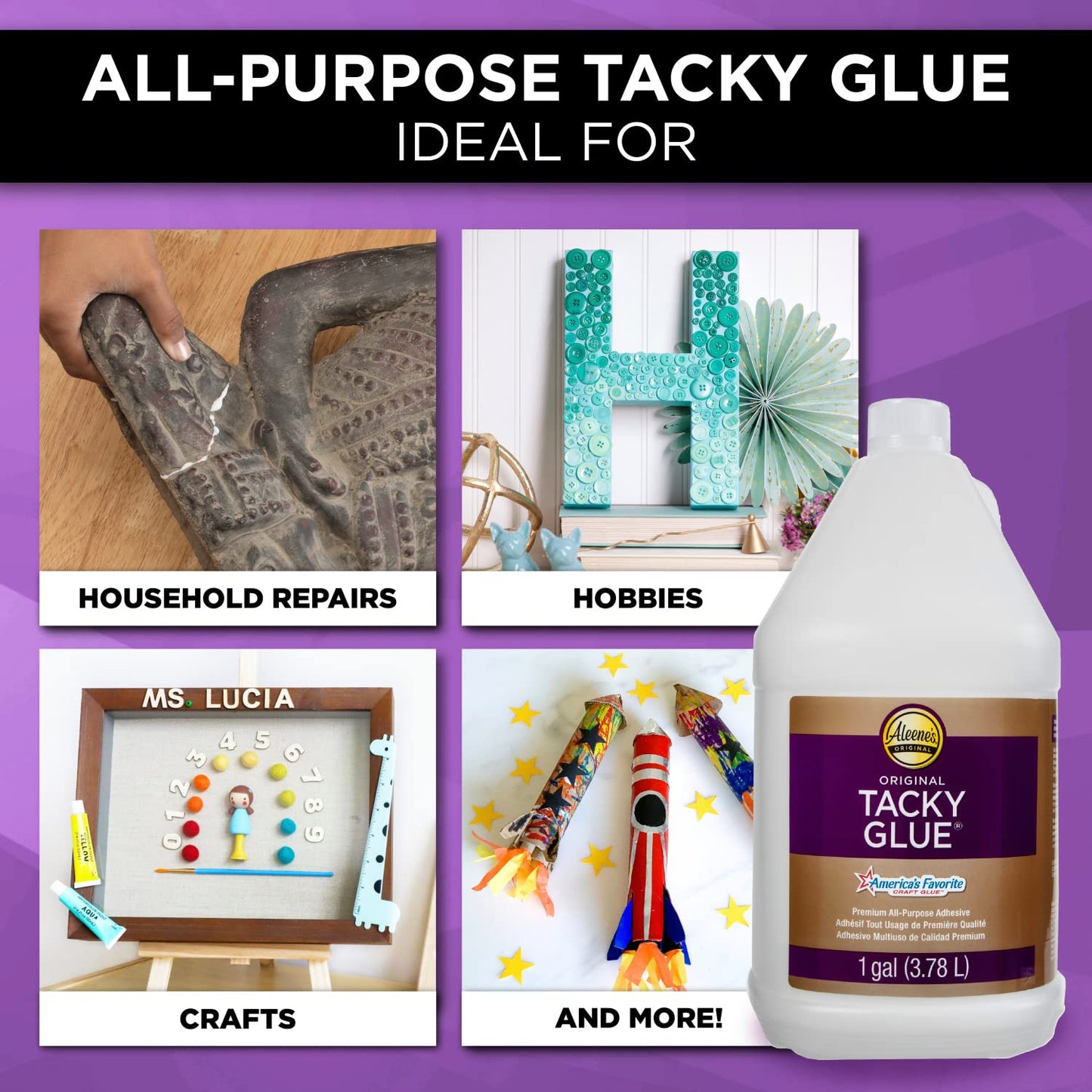 Aleene's Original Tacky Glue, All Purpose Adhesive, Perfect for Crafts and DIY Projects, Dries Fast and Clear for Large Projects, Refills, 128 fl oz, 1 Gallon
