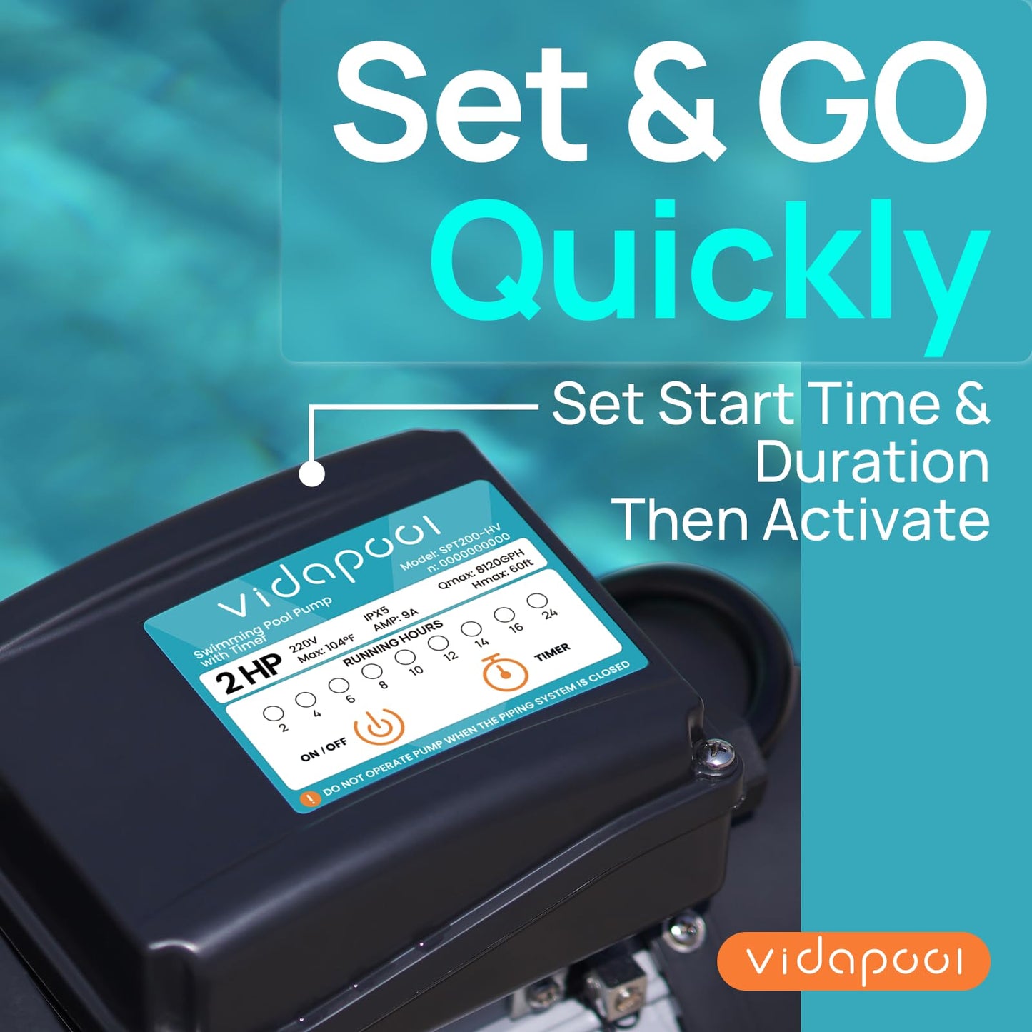 VIDAPOOL In/Above Ground Pool Pump Self Primming High Flow,Dark Grey
