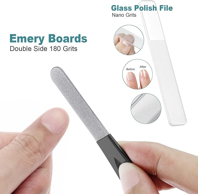 Toenail File for Thick Toenails, 3.6 Inch Finger Nail Files for Natural Nails, Double Sided 180 Diamond Grits Emery Boards, Men Woman Salon Home Travel (1 PACK-BF01)