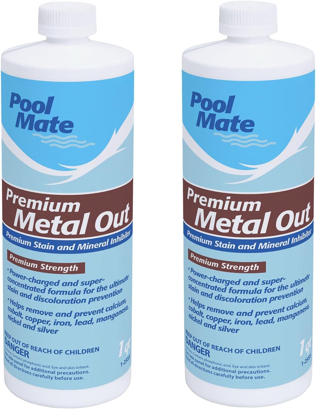 Pool Mate 1-Quart 2-Pack Premium Metal Out Stain and Mineral Inhibitor, Pool Metal Remover, Stain Remover, Made in USA